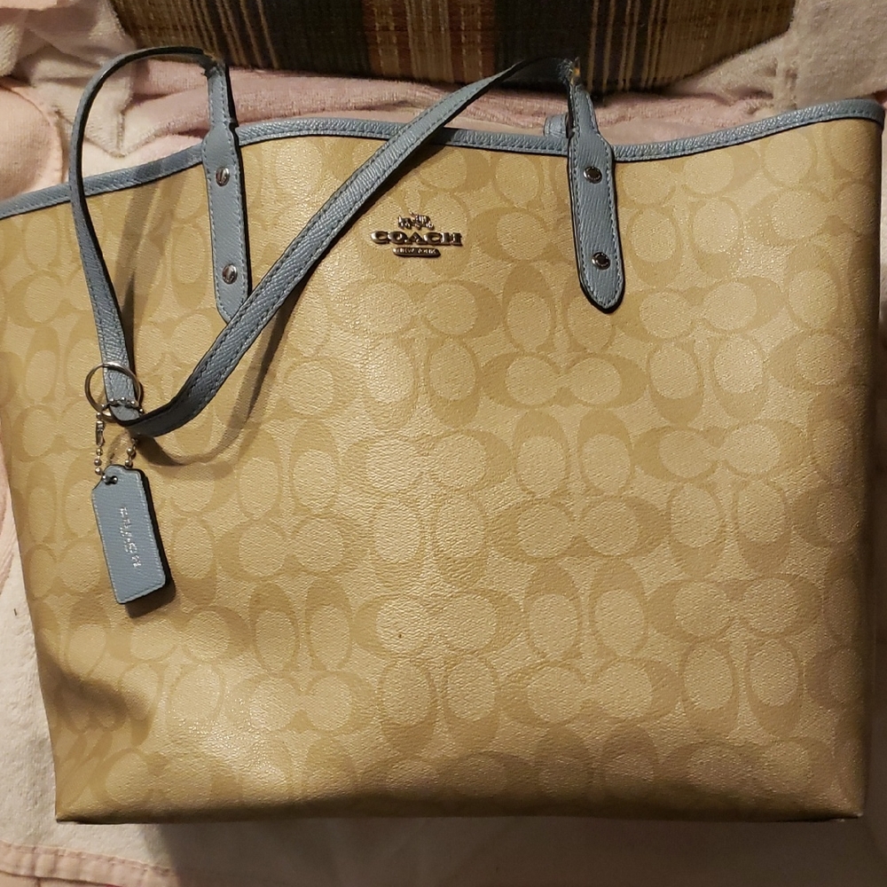 Coach Tan and Gray Women's Tote Bag